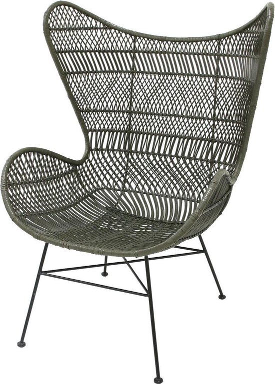 HK living fauteuil bohemian rotan groen 110 x 74 x 82 | bol.com