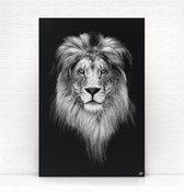 HIP ORGNL Schilderij Lion - Leeuw - 60x90cm - Wanddecoratie dieren - Zwart wit