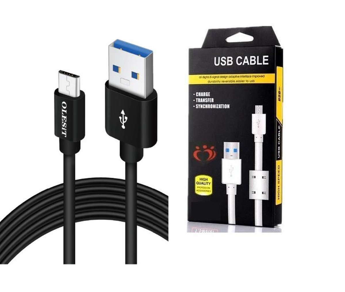 Olesit K110 - TYPE-C USB-C Kabel 1.5 Meter Fast Charge 2.4A High Speed Laadsnoer Oplaadkabel - Data Sync & Transfer - Voor Samsung USB -C modellen - Zwart