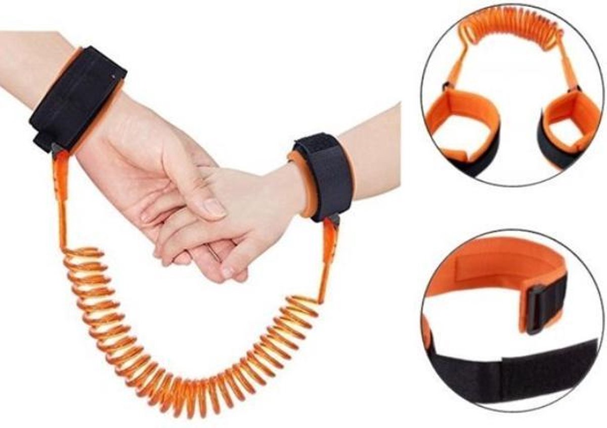 2,5 Meter Oranje Polsband Riem Kinderen - Anti wegloop kindertuigje - Flexibele en Elastische Looplijn Peuter - Polstuigje