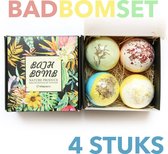 Badzout -  Badbommen set van 4 stuks, elk 100g, in een zwarte geschenkdoos