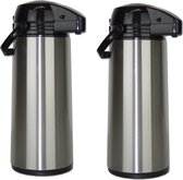 Thermoskan met pomp - 1,9 l - RVS - 2 Stuks