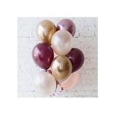 Ballonnen Goud - Paars - Mauve - Zalm en Perzik | Glossy | Effen | 9 stuks | Baby Shower - Kraamfeest - Verjaardag - Geboorte - Fotoshoot - Wedding - Marriage - Birthday - Party -