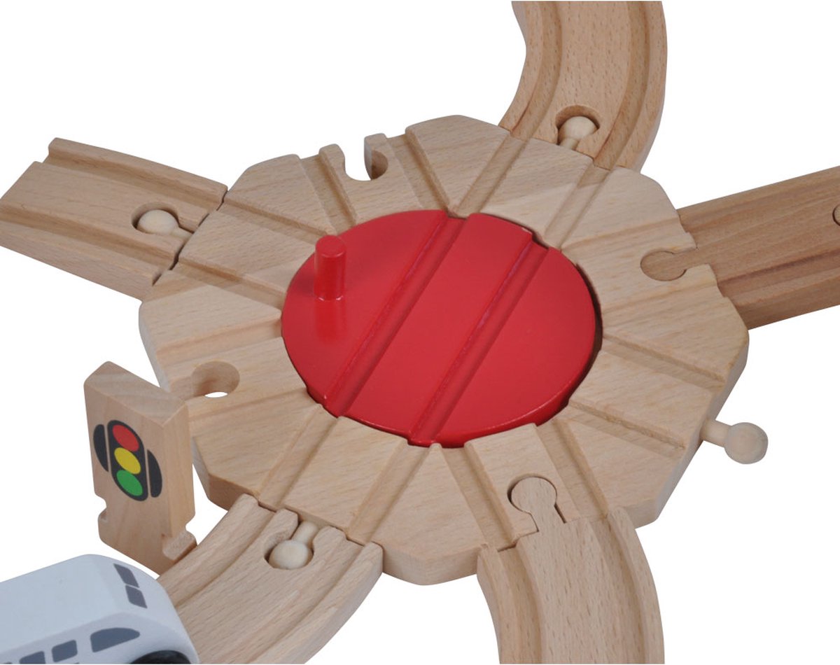 Bandits & Angels Houten Treinset 100 delig met Grondplaat vanaf 3 jaar voor Jongens en Meisjes - Trein Set van Hout met 100 delen - inclusief 2 Treinen en Grondplaat - Treinbaan voor Kinderen met Accessoires — afbeelding 6