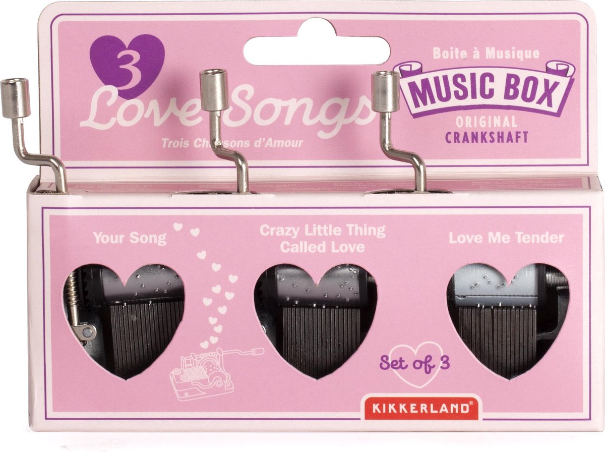 Afbeelding van product Kikkerland Design  Kikkerland 3 Love Songs muziekdoos set
