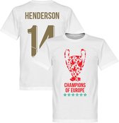 Liverpool Trophy Henderson 14 Champions of Europe 2019 T-Shirt - Wit - 5XL