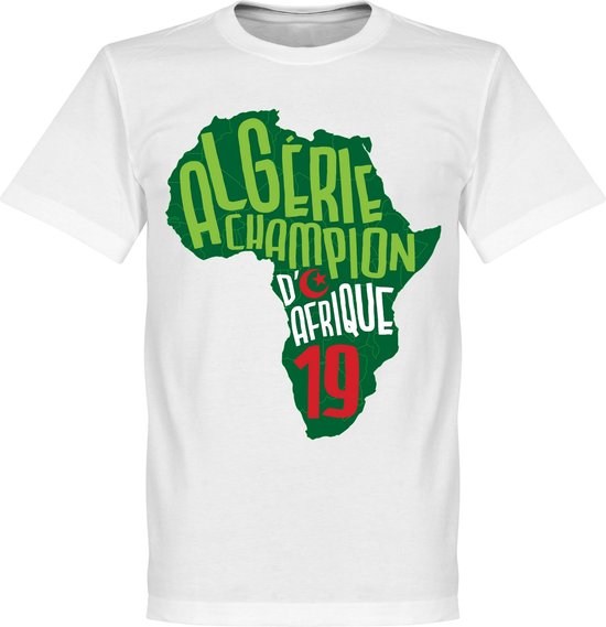 Algerije Afrika Cup 2019 Winners Map T-Shirt - Wit - XXXL