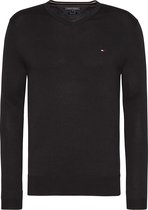 Tommy Hilfiger - Pullover V-Hals Zwart - Maat L - Regular-fit