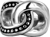 Quiges - Aanschuif Charm Bedel RVS Zilverkleurig Schakels voor Leren Armbanden - EHCR046