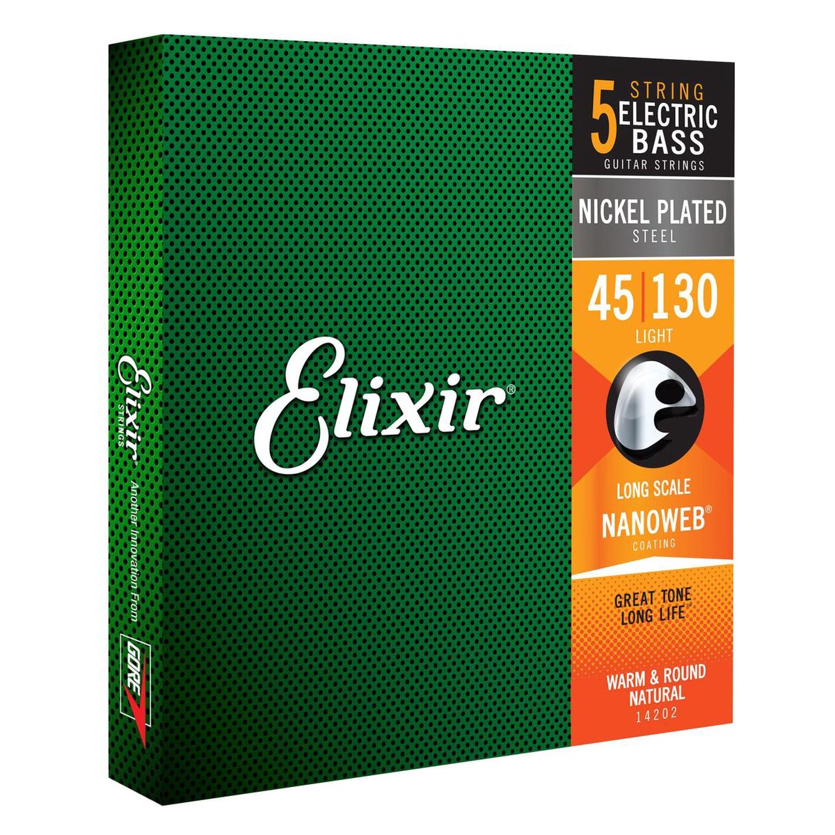 Elixir 5 snarige Bassnaren set 45-130 NanoWeb Light 14202