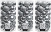 108x Boules de Noël synthétiques argentées 6 cm - Mix - Boules de Noël en plastique incassables - Décorations d'arbre de Noël argentées