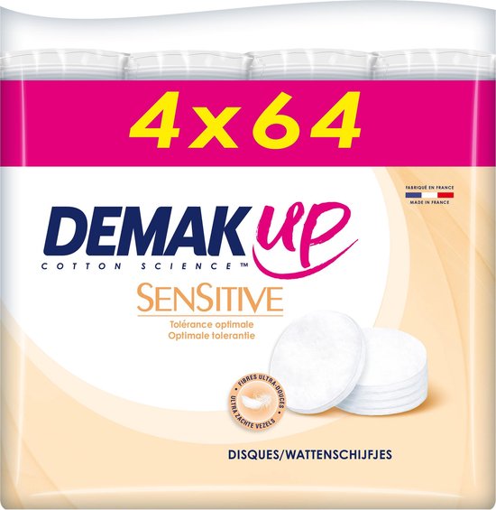 Disques de coton Demak'Up Sensitive - rond - 4 x 64 pièces | bol.com