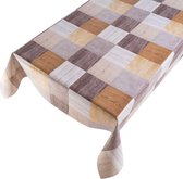 Tafelzeil Wood Squares Bruin  550 x 140