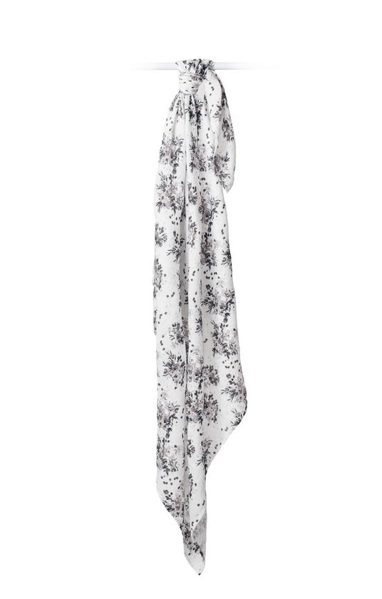 Lulujo - hydrofiele doek - swaddle - bamboo - 120x120 cm - Black Floral van Merkloos — afbeelding 4