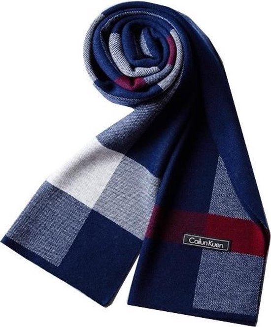 Foto: Woolblend sjaal heren geruite sjaal men s shawl blue