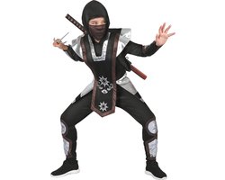 Vegaoo - Zwart en zilverkleurig shuriken ninja kostuum voor kinderen