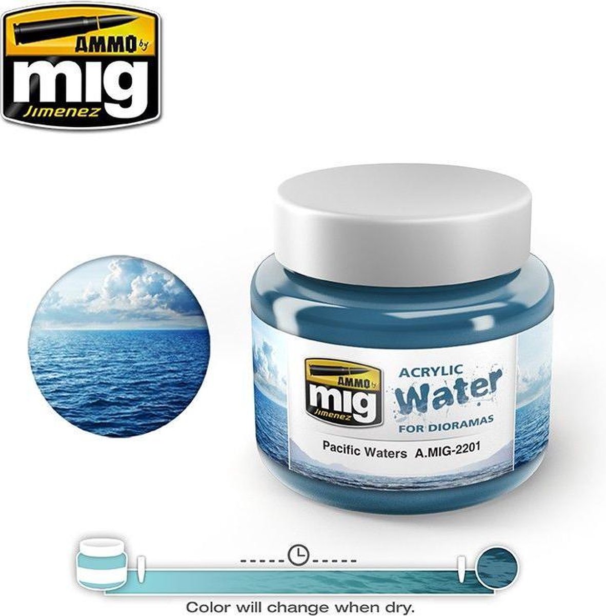 AMMO by MIG 2201 Pacific Water – Realistisch Watereffect voor Diorama's – 250 ml