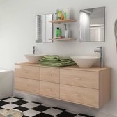 Complete Badkamer Meubelset (Incl 3 handdoeken) 7 delig beige met Wasbak - Badkamerset - Meubelset badkamer