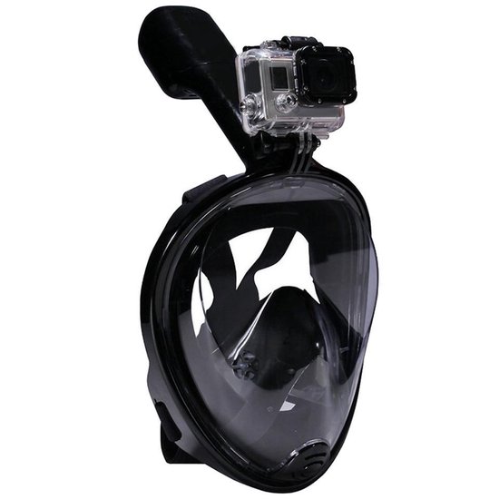 Snorkelmasker met Go Pro Mount (Camerabevestiging) - Zwart - Maat S/M - Merkloos