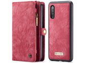 Samsung Galaxy A30s Bookcase hoesje - CaseMe - Effen Rood - Leer - Portemonnee met 11 Vakjes voor Pasjes en Ritsvak