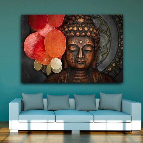 rivaal beddengoed puzzel Canvas Schilderij * Boeddha Feestelijk * - Kunst aan je Muur - Modern -  Kleur - 70 x... | bol.com