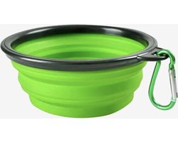 Opvouwbare honden reis bak - Puppy kom - Siliconen met karabijnhaak - blauw 2 stuks à 450 ML