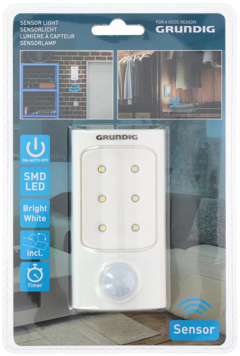 Grundig LED sensorlamp - 6 LEDS - Bewegingssensor - Inclusief timer |  bol.com