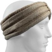 Gebreide hoofdband beige voor volwassenen - oorwarmers heren/dames