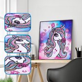 Arststudioclub® strass Diamond painting volwassenen Leuke eenhoorn, roze en wit 30X30cm