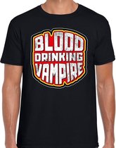 Halloween blood drinking vampire verkleed t-shirt zwart heren S