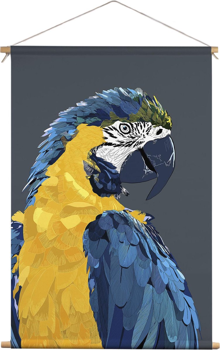 ILLUSTRATIE PAPEGAAI | Textieldoek | Textielposter | Wanddecoratie | 40CM x 60CM” | Schilderij