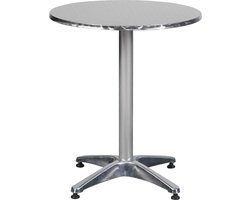 Akur terrasmeubel terrastafel, Ø60 cm in hoogte verstelbaar aluminium look.