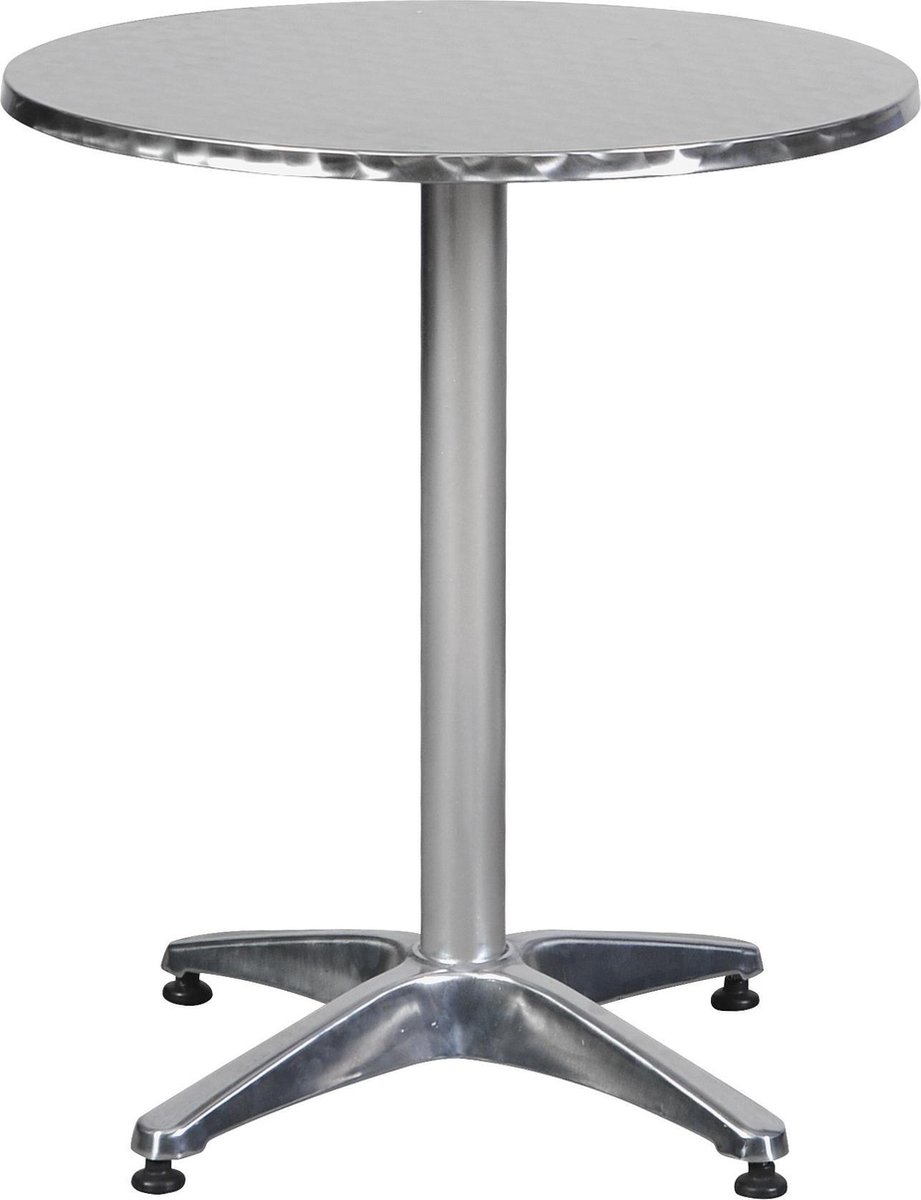 Akur terrasmeubel terrastafel, Ø60 cm in hoogte verstelbaar aluminium look.