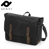 Senvi - Waxed Canvas Messenger Bag - Zwart