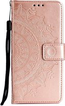 Shop4 - Samsung Galaxy A30s Hoesje - Wallet Case Mandala Patroon Rosé Goud