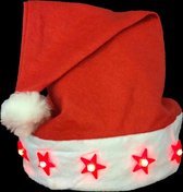 Kerstmuts - Kerstmuts met lichtjes - Kerstmutsen - LED - Kerstmis - Rood - 12 stuks
