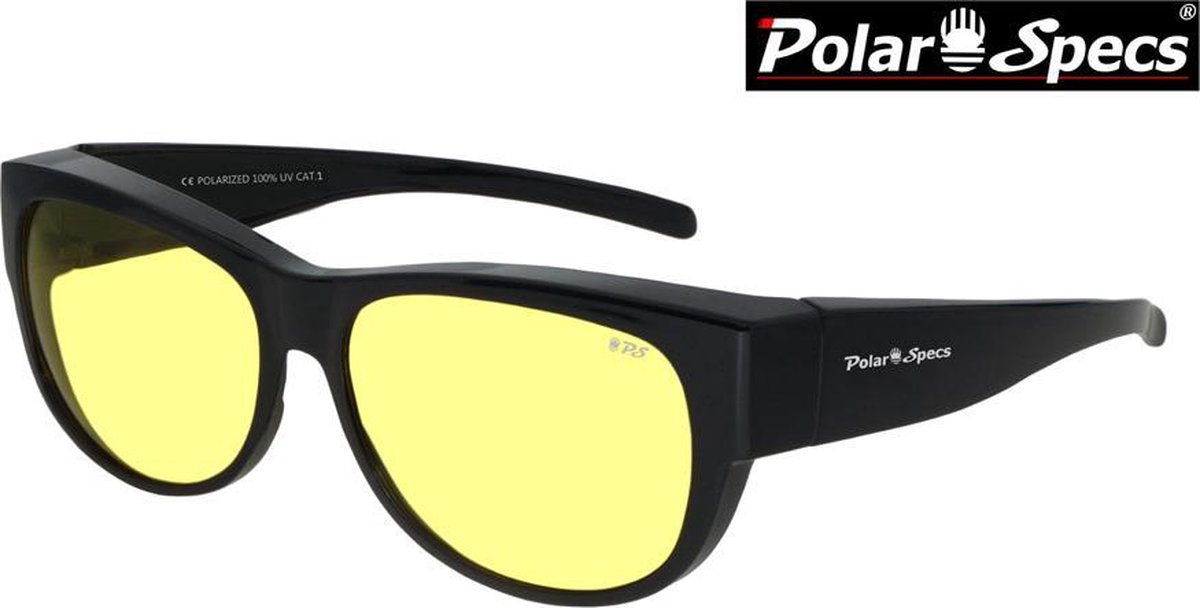 Polar Specs® Overzet Nachtbril PS5097 – Shiny Black – Polarized Nightdriving – Medium