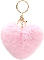 Dielay - Sleutelhanger Fluffy Hart - 10 cm - Roze