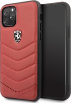 iPhone 11 Pro Backcase hoesje - Ferrari - Effen Rood - Leer