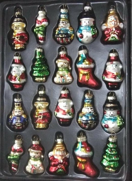 20x Kersthangers kerstfiguurtjes - glas - 5 cm - kerstornamenten - G. Wurm