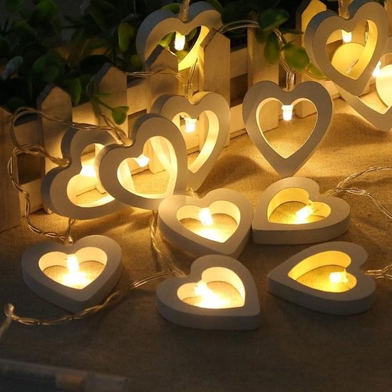 1.2 m 10 LEDs houten hart kerstfeest buiten indoor hart decoratie string  licht | bol.com
