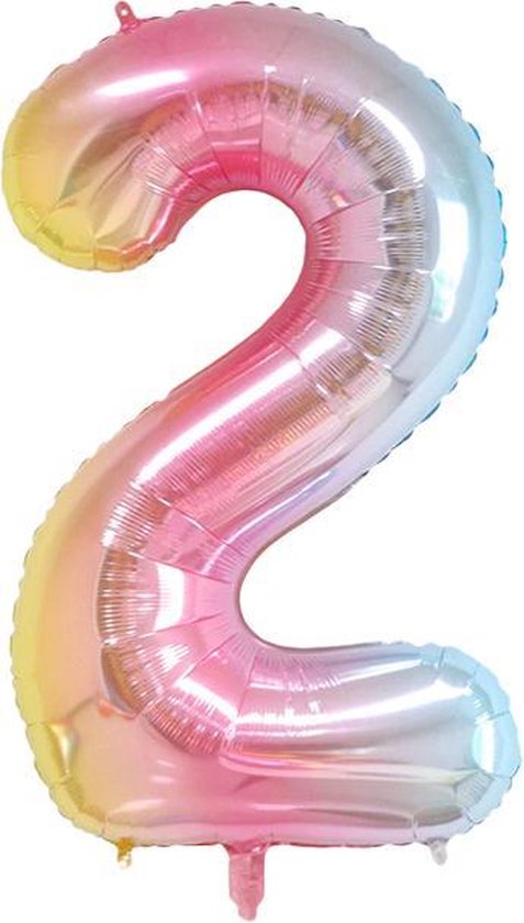 DW4Trading® Cijfer ballon 2 regenboog 40cm