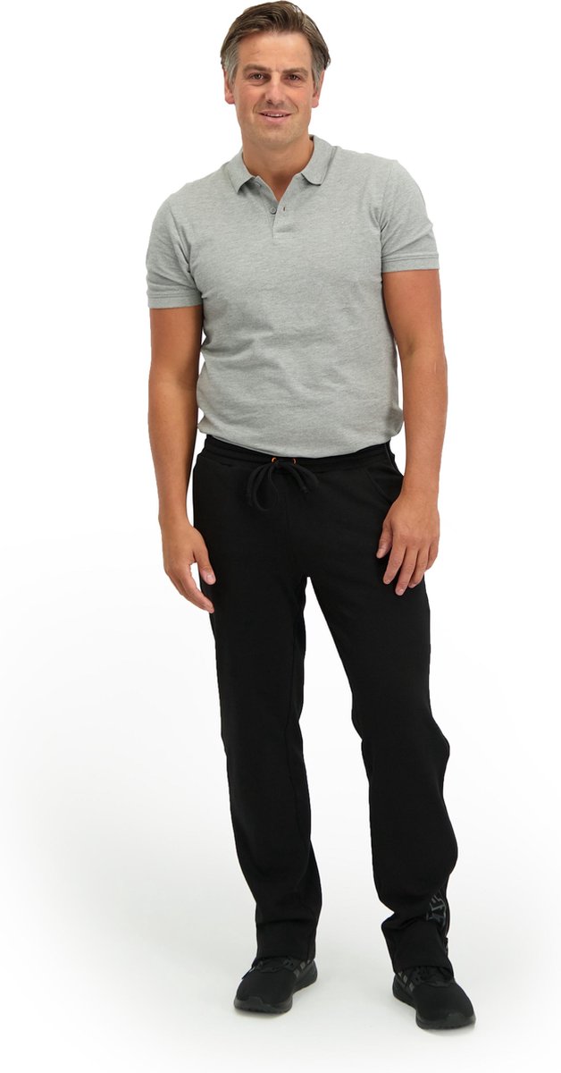 Tansozer joggingbroek voor heren, katoenen winter fleece sportbroek met rits en zakken, zwart, XXL
