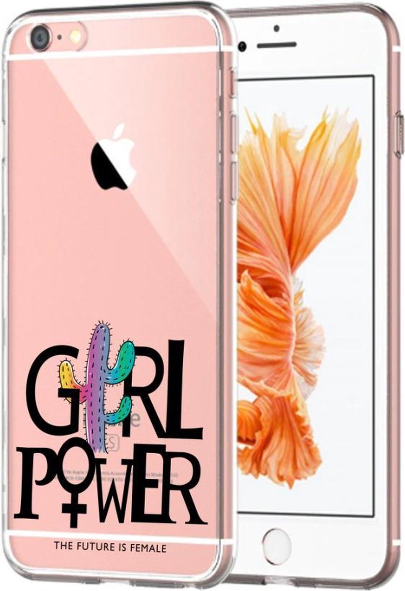 Apple Iphone 6 / 6S Transparant siliconen hoesje (Girl Power)