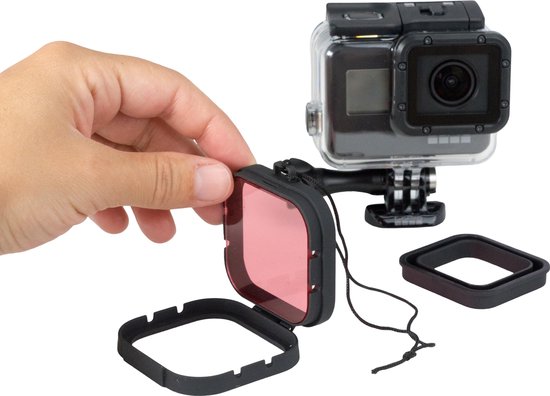 PRO-mounts Red & Snorkel filter voor GoPro Hero5, 6, 7 & SuperSuit - PRO-MOUNTS