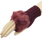 Dames Vingerloze handschoenen Bordeaux rood Maat One size