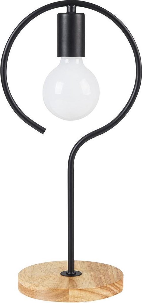 Tafellamp Modern Zwart Met Houten Voet - Scaldare Agordo