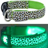 Professor Q - Lichtgevende hondenhalsband - 32 tot 50 cm - Panter print - Groen