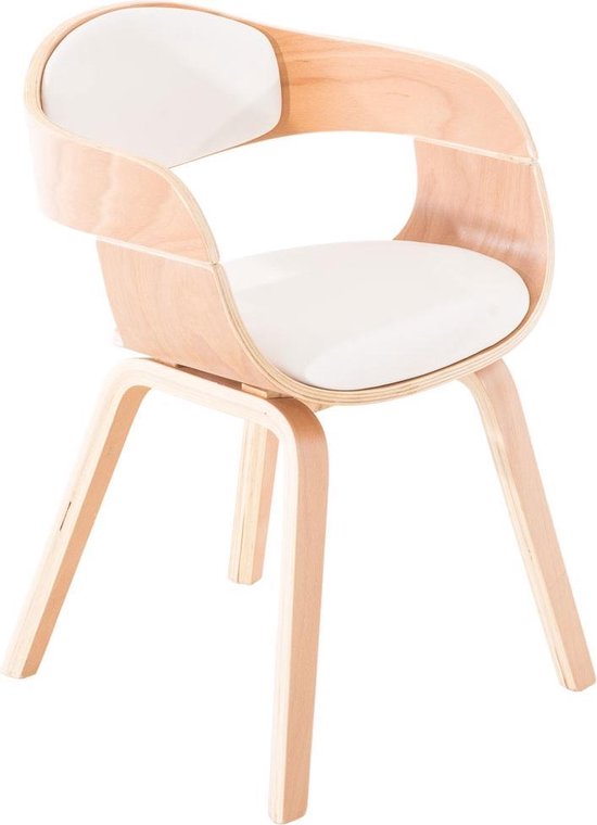 CLP Kingston Eetkamerstoel - Met armleuning - Hout - Stof -, Kleur:natura/creme