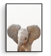 Postercity - Design Canvas Poster Baby Olifant / Kinderkamer / Dieren Poster / Babykamer - Kinderposter / Babyshower Cadeau / Muurdecoratie / 40 x 30cm / A3